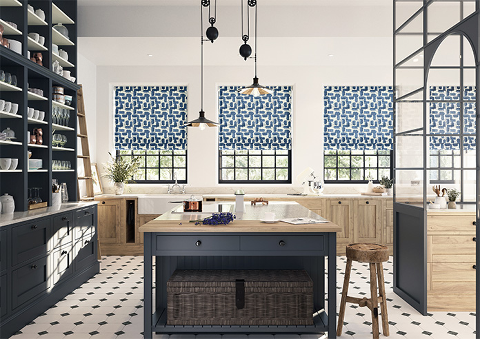 Meander, Navy - Roman Blind - Image 8